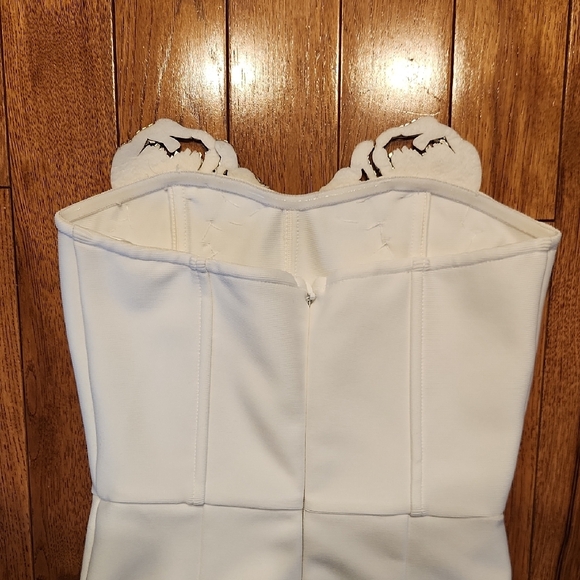 Fashion Nova White Strapless Embellished Maxi Dress with High Slit Size Small - Picture 6 of 8